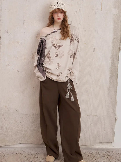Loose-Knot Straight-Leg Wide-Leg Pants【s0000014046】