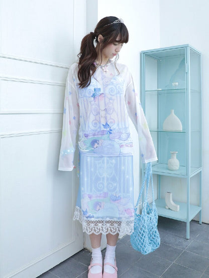 Mesh Long Sleeve Cover-Up T-Shirt【s0000017478】