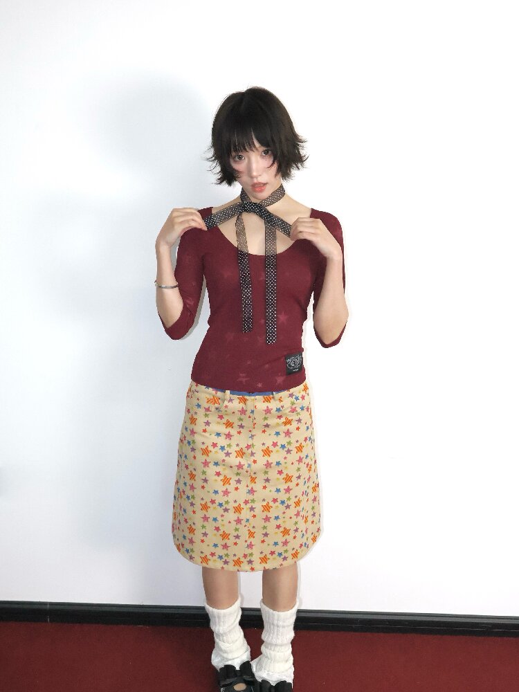 Candy Star Twill A-Line Skirt【s0000018674】