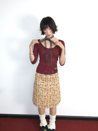 Candy Star Twill A-Line Skirt【s0000018674】