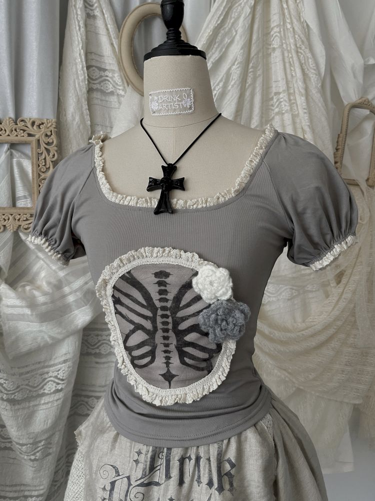 Bubble Sleeve Short Sleeve T-Shirt【s0000013525】