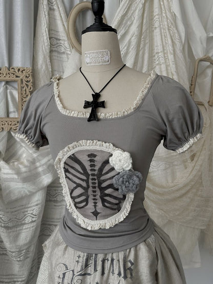 Bubble Sleeve Short Sleeve T-Shirt【s0000013525】