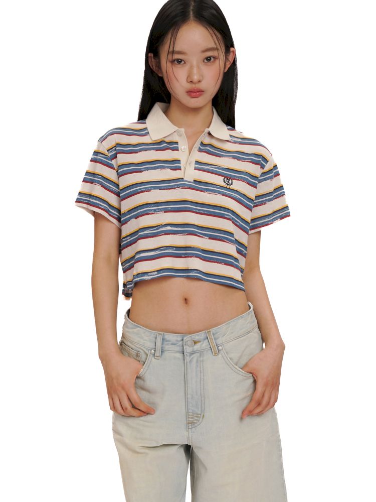Linen texture short T-shirt tops【s0000013464】