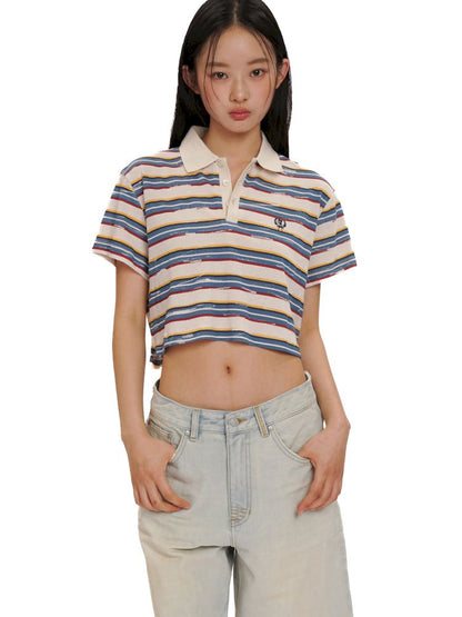 Linen texture short T-shirt tops【s0000013464】