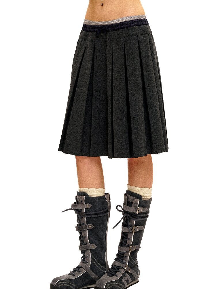 Linen Satin Panel Plaid Skirt【s0000016070】