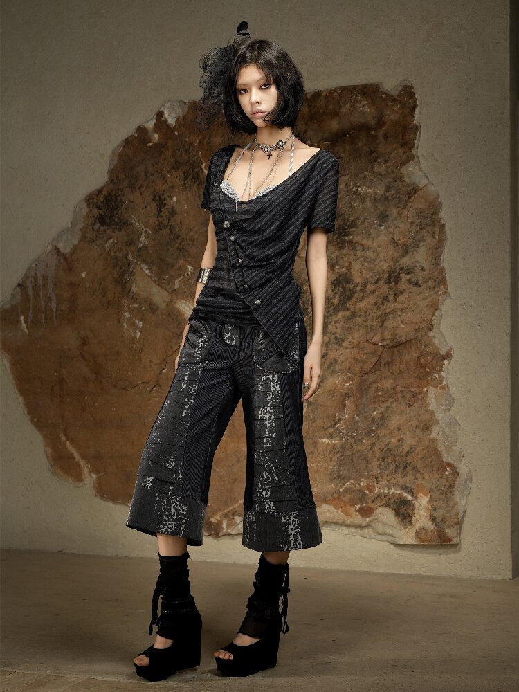 Vintage Punk Irregular Knit T-shirt【s0000016880】
