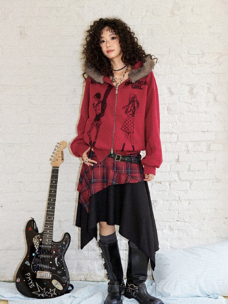 Punk Plaid Patchwork Irregular Skirt【s0000017899】