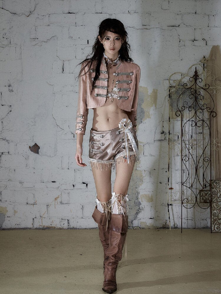 NO RCourt Punk Metal Chain Slim Shorts【s0000017236】
