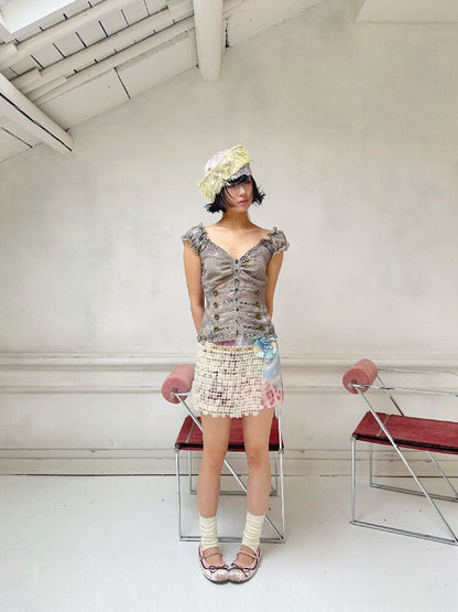 Sequin Flower Psychedelic Skirt【s0000018081】