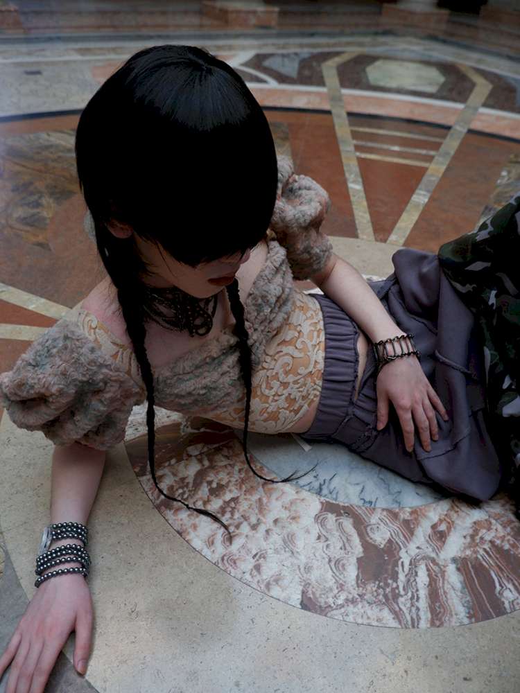 Patchwork Sheer Bud Strap Court Top【s0000015145】