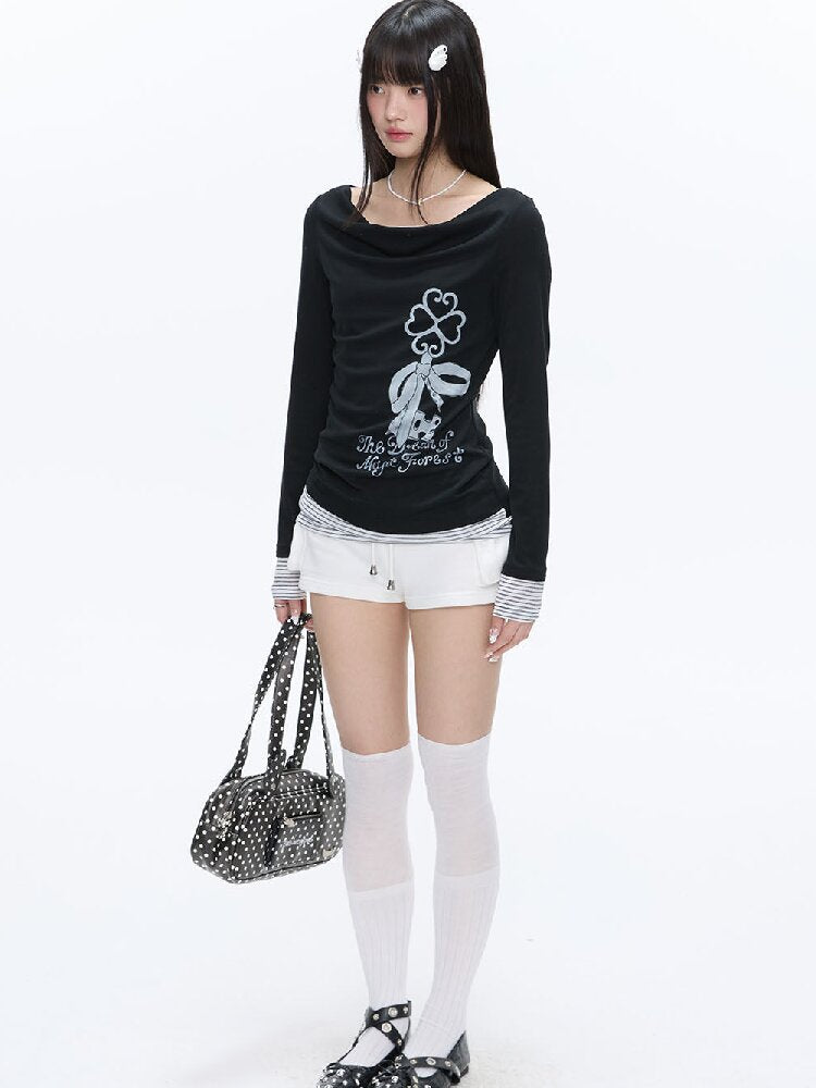 Soft Patchwork Collar Slim Top【s0000016385】