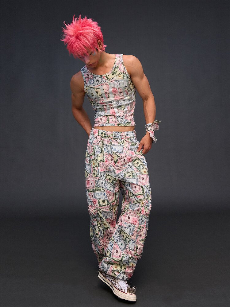 Money Print Multi Pocket Wide Pants【s0000017033】