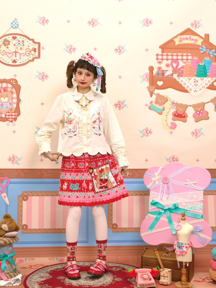 Petal Collar Embroidery Shirt In【s0000015573】