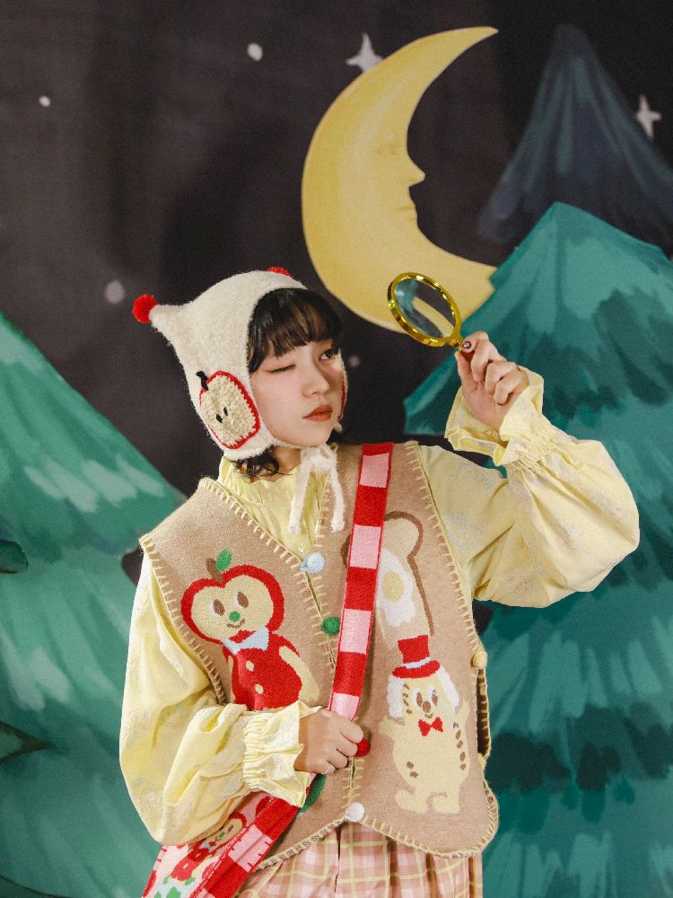 Apple Earth Toast Khaki Knit Vest【s0000005688】