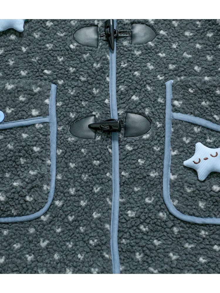 Old-fashioned Gray Horn Buckle Hooded Jacket【s0000014699】