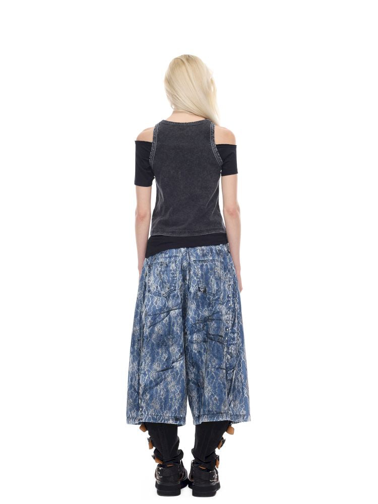 Genderless denim 8-inch shorts【s0000012982】