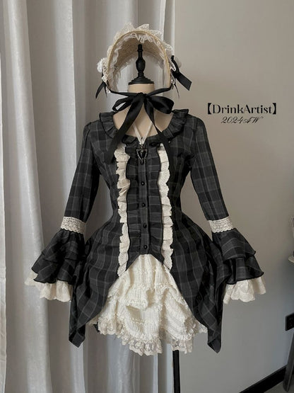 레이스 ji 슬리브 도베 테일 불규칙한 셔츠 [S0000011340]