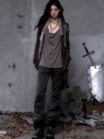 Slightly Flared Suede Casual Pants【s0000014480】