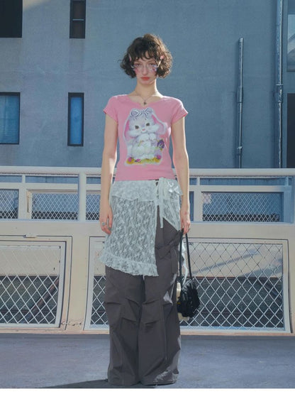 Small u neck short sleeve t-shirt【s0000013379】