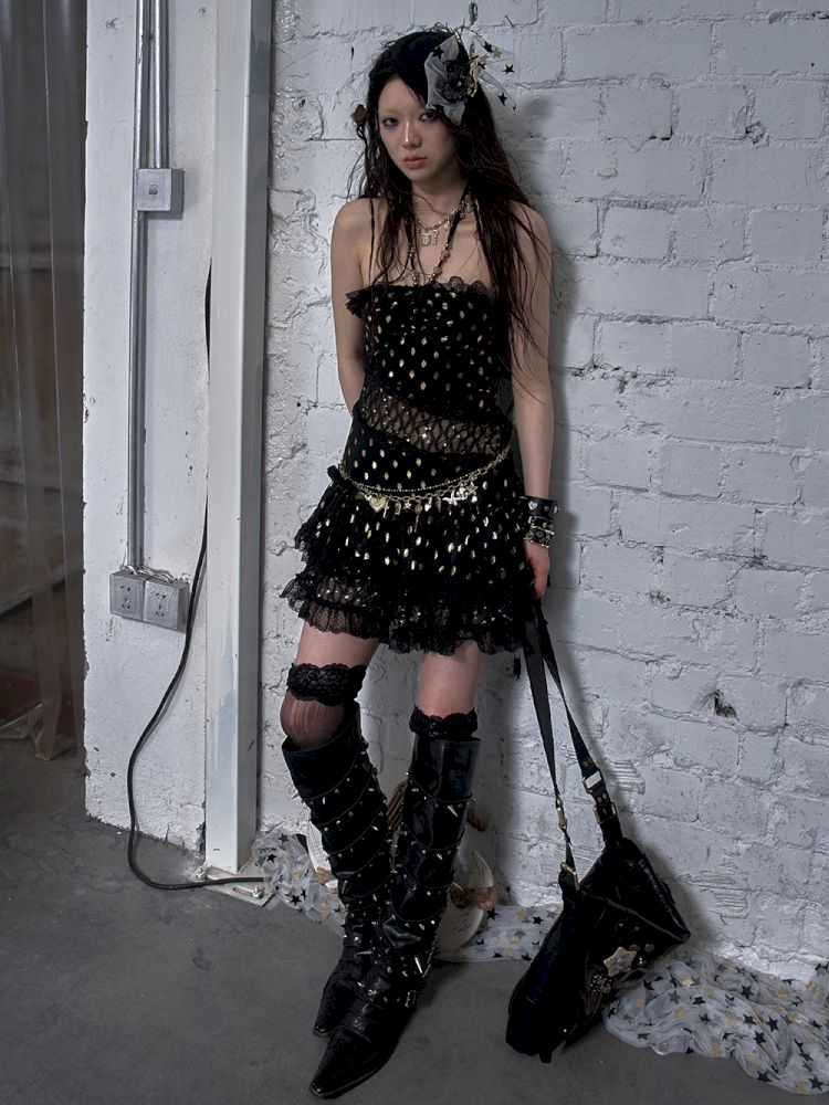 Lace Halter Neck Strapless Dress【s0000012786】