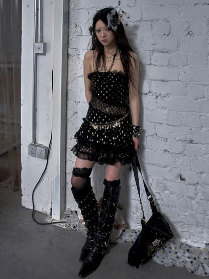 Lace Halter Neck Strapless Dress【s0000012786】