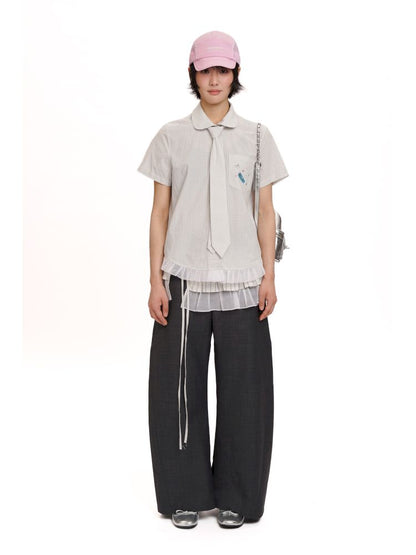 Micro Machete Draped Wide Leg Western Trousers【s0000012507】