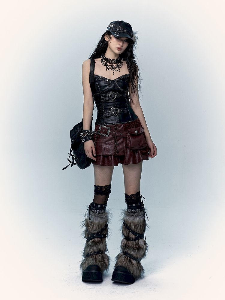 슬림 랩 짧은 가죽 가슴 판 [S0000011436]