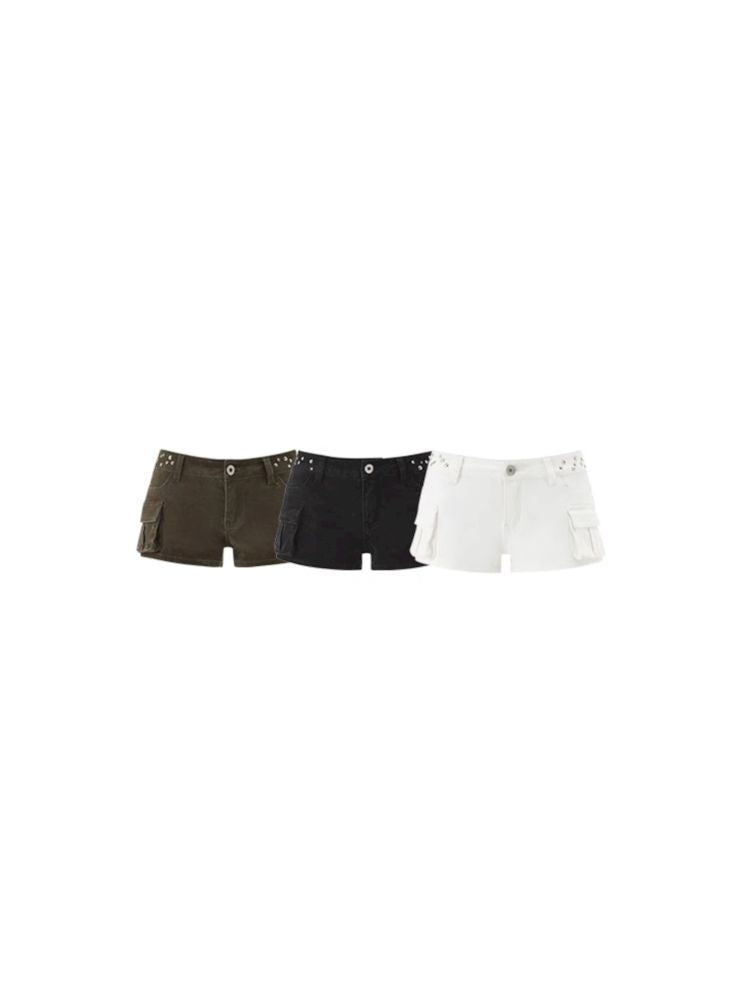 Studeded Workwear Low Waisted Hipster Proportionate Shorts [S0000009429]