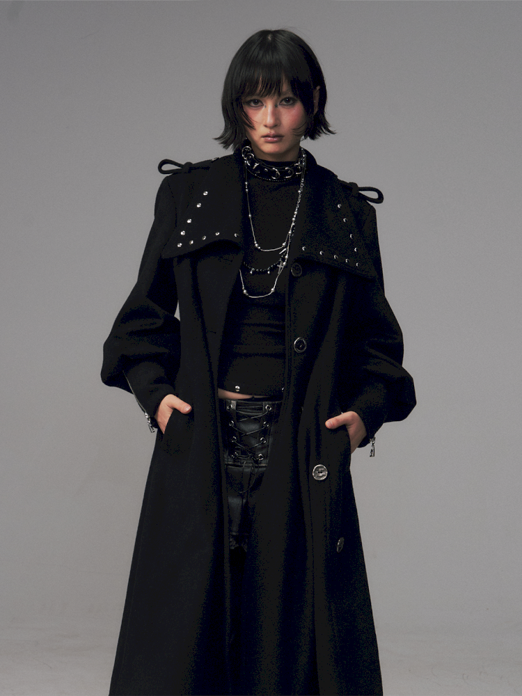 Dark A-Line Temperament Wool Coat【s0000014707】