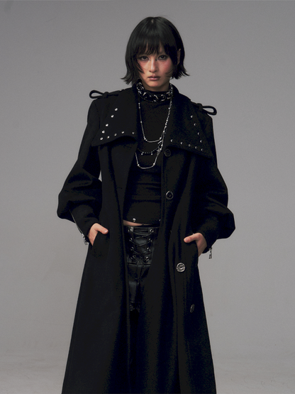 Dark A-Line Temperament Wool Coat【s0000014707】