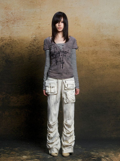 토템 크로스 인쇄 긴 슬리브 티셔츠 [S0000011819]