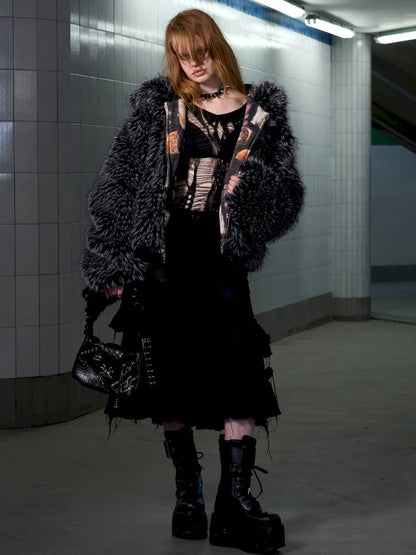 Cat Print Reversible Fleece Jacket【s0000014414】