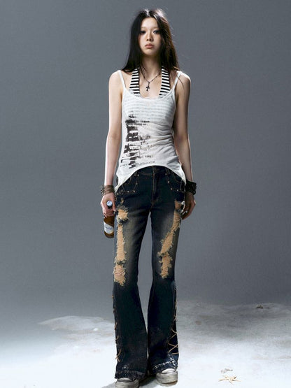 Overlay neck camisole undershirt【s0000012643】