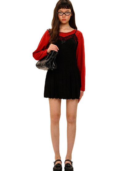 Embroidered Lace Strap Dress【s0000017446】