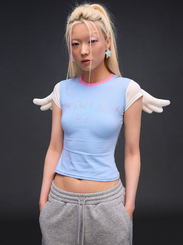 Rhinestone Angel Wing T Shirt【s0000017290】