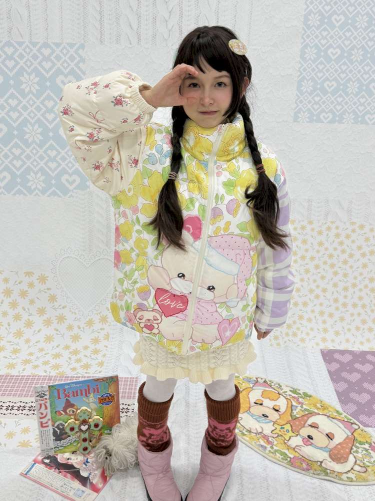 Cute Bear Print Padded Jacket【s0000015034】