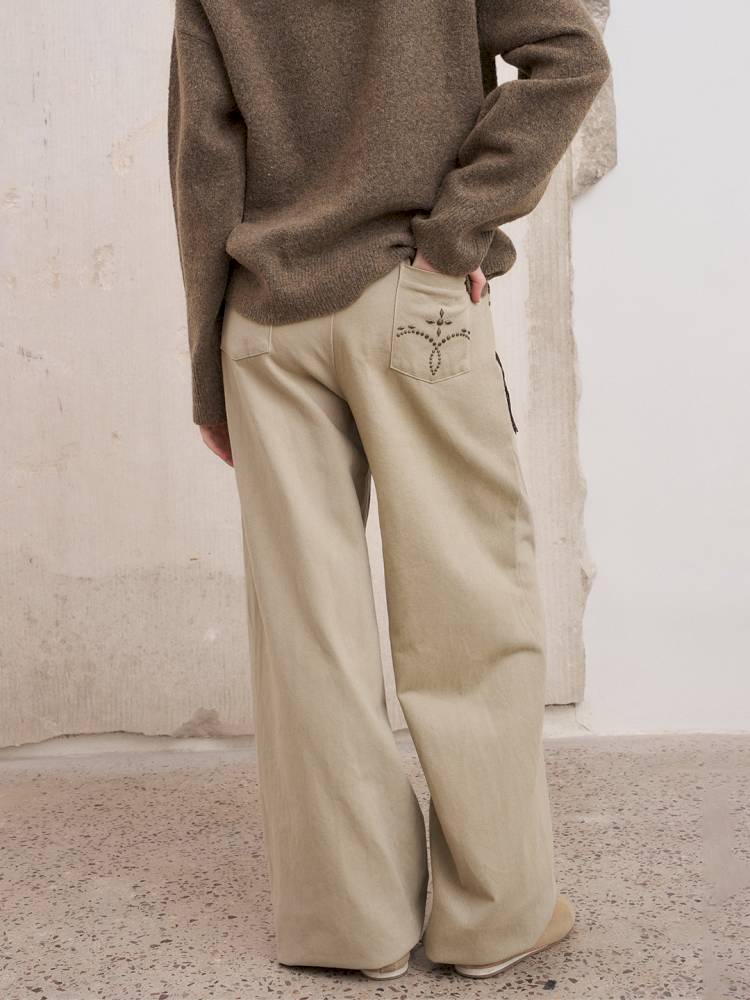 Imitation hot diamond straight loose trousers【s0000014385】