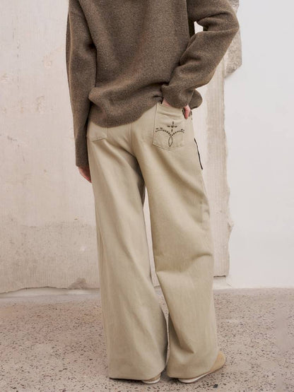 Imitation hot diamond straight loose trousers【s0000014385】