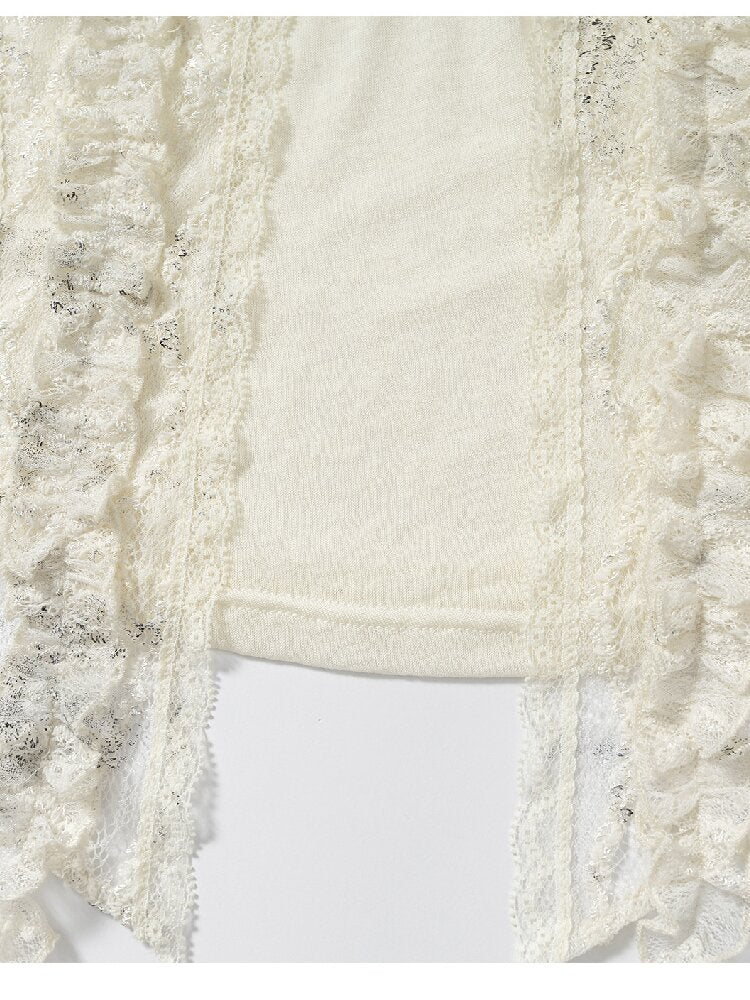 Lace Kink Stretch One Shoulder Top【s0000015933】