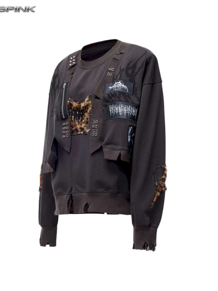 Double Embroidered Leopard Sweatshirt【s0000015121】