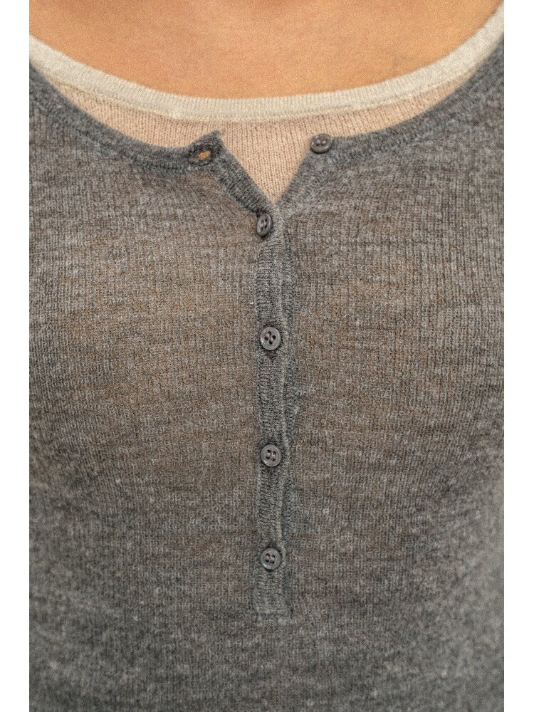 Lightweight U-neck Contrast Sweater【s0000016096】