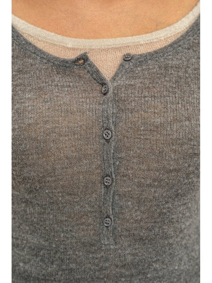 Lightweight U-neck Contrast Sweater【s0000016096】