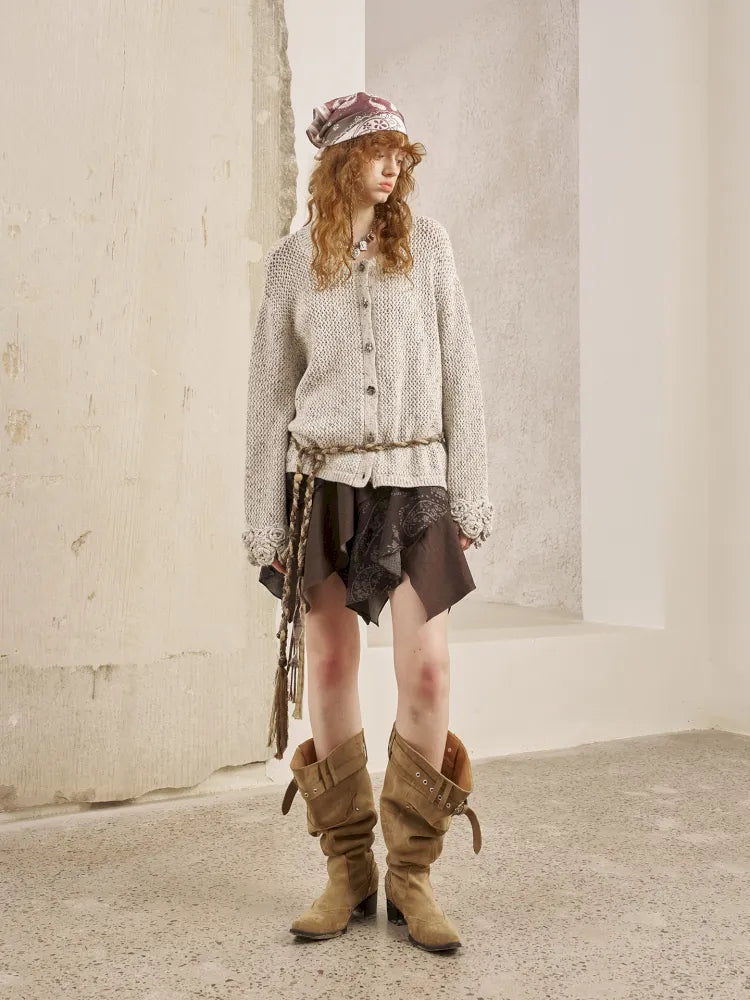 Oversized Vintage-Style Knit Cardigan【s0000014056】