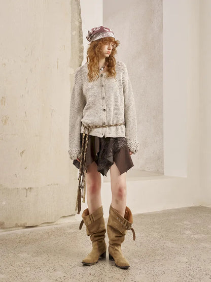 Oversized Vintage-Style Knit Cardigan【s0000014056】