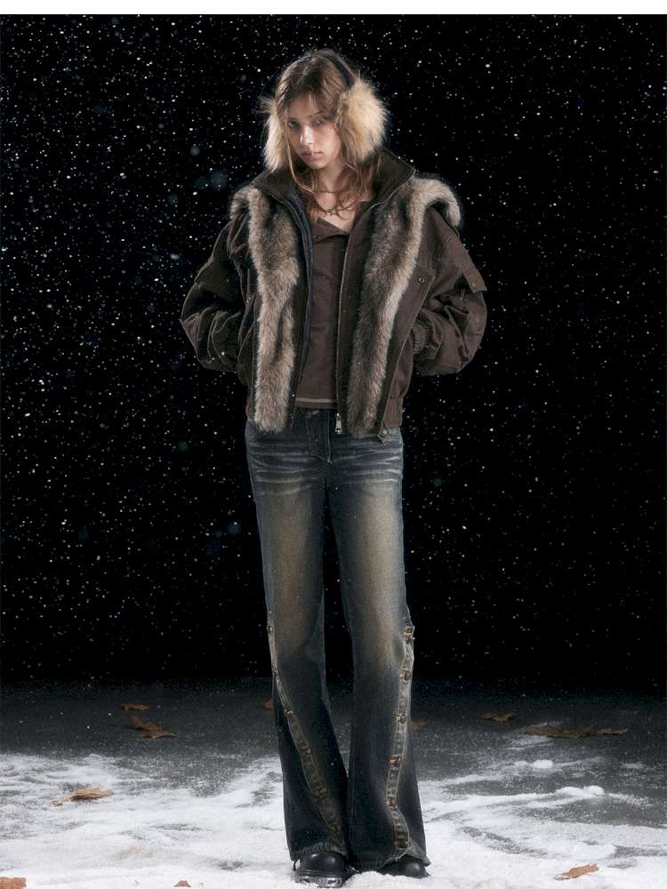 Vintage Distressed Flying Padded Jacket【s0000014673】