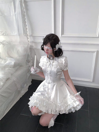 Satin Short Long Sleeve Skirt【s0000016389】