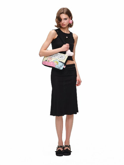 Jacquard Knitted Vest Midi Skirt【s0000016904】