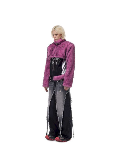 Gradient Fur Short Turtleneck Jacket【s0000015116】