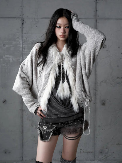 Lazy Knit Batwing Hooded Sweater Jacket【s0000014112】