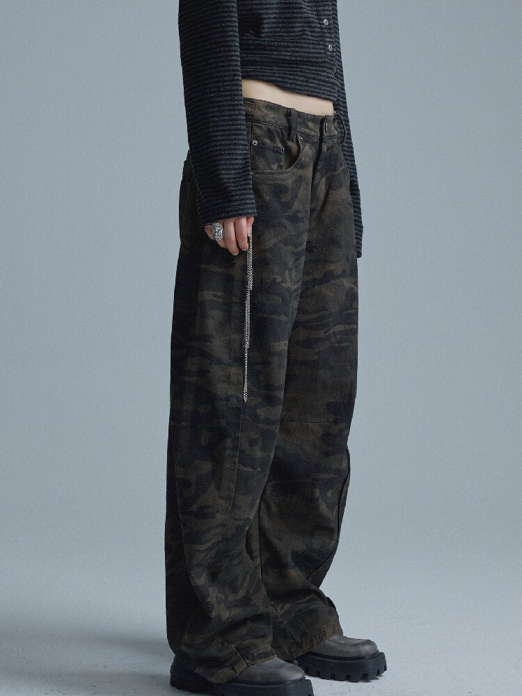 Vintage Distressed Camo Pants【s0000018556】